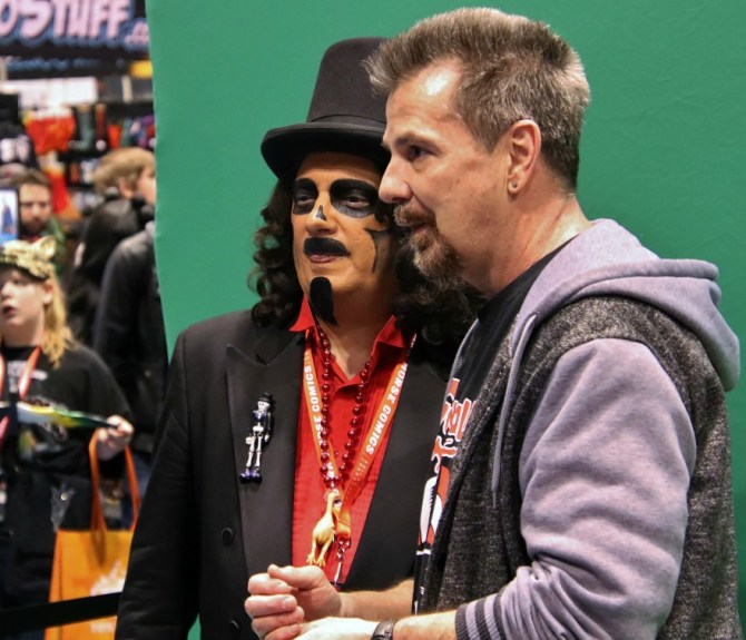 TV horror host, Svengoolie, with his producer, Jim Roche TV horror host, Svengoolie, with his producer, Jim Roche