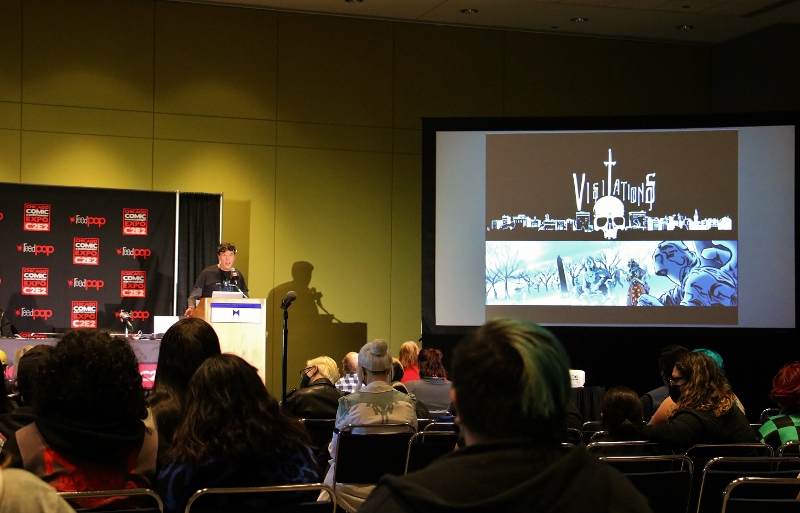 Scott Larson speaks at The Ghostly Podcast panel at C2E2 2021